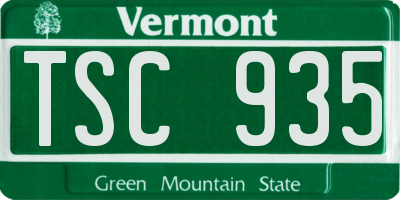 VT license plate TSC935