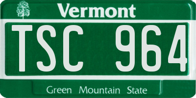 VT license plate TSC964