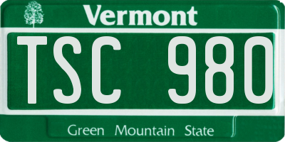 VT license plate TSC980