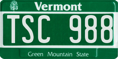 VT license plate TSC988