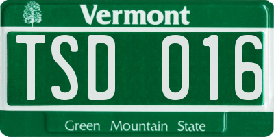 VT license plate TSD016