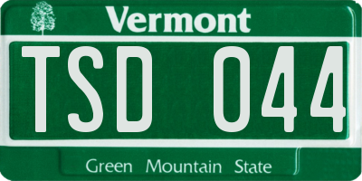 VT license plate TSD044