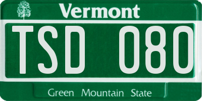 VT license plate TSD080