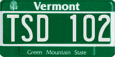 VT license plate TSD102