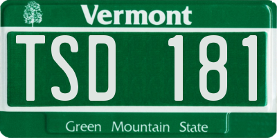 VT license plate TSD181