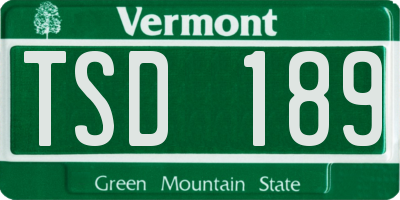 VT license plate TSD189