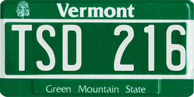 VT license plate TSD216