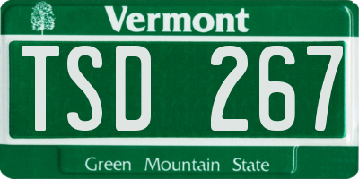 VT license plate TSD267