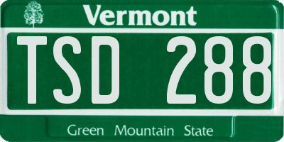 VT license plate TSD288
