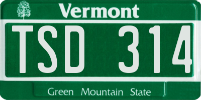VT license plate TSD314