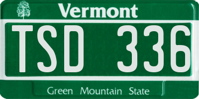 VT license plate TSD336