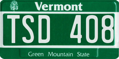 VT license plate TSD408