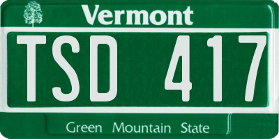 VT license plate TSD417