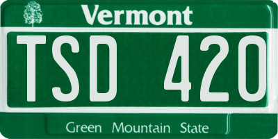 VT license plate TSD420