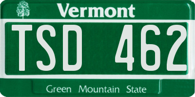 VT license plate TSD462