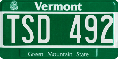 VT license plate TSD492