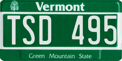 VT license plate TSD495