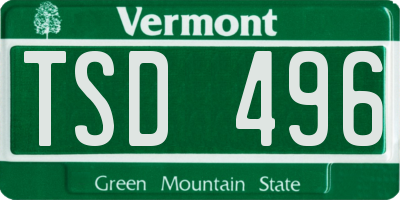 VT license plate TSD496