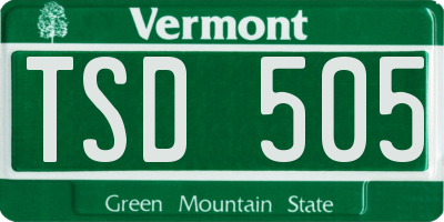 VT license plate TSD505