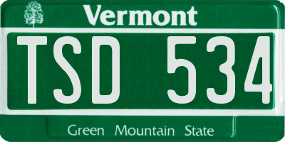 VT license plate TSD534