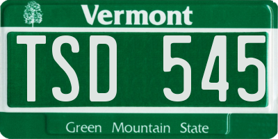 VT license plate TSD545