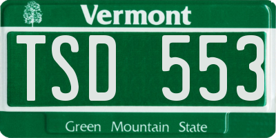VT license plate TSD553