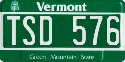 VT license plate TSD576