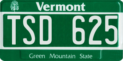 VT license plate TSD625