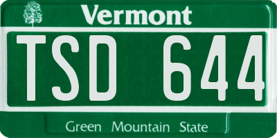 VT license plate TSD644