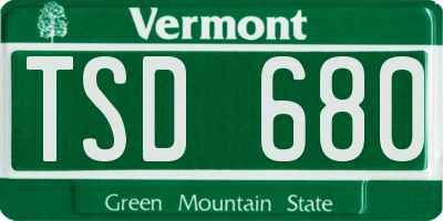 VT license plate TSD680