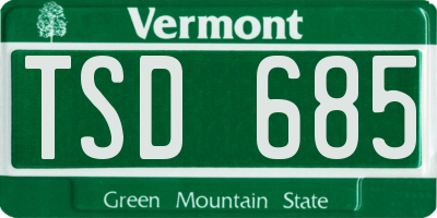 VT license plate TSD685