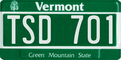 VT license plate TSD701