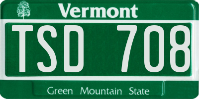 VT license plate TSD708