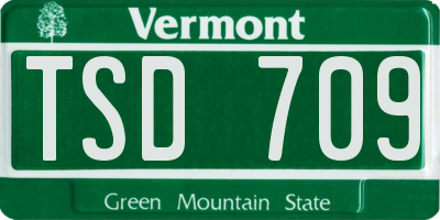 VT license plate TSD709