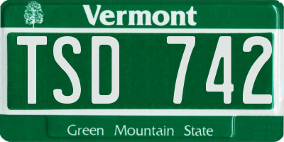 VT license plate TSD742