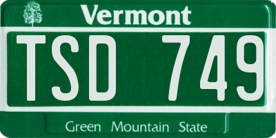 VT license plate TSD749