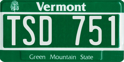 VT license plate TSD751