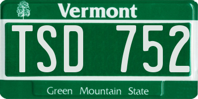 VT license plate TSD752
