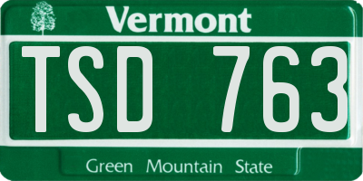 VT license plate TSD763