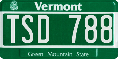 VT license plate TSD788