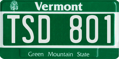 VT license plate TSD801