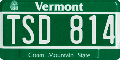 VT license plate TSD814