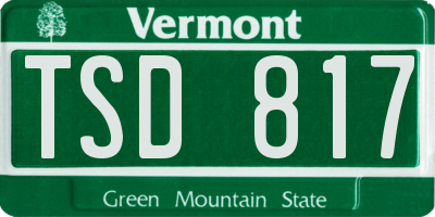 VT license plate TSD817