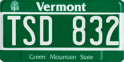VT license plate TSD832