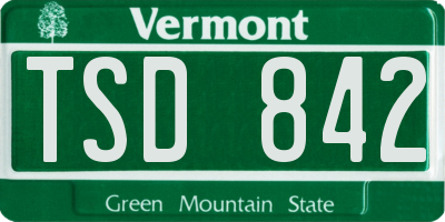VT license plate TSD842