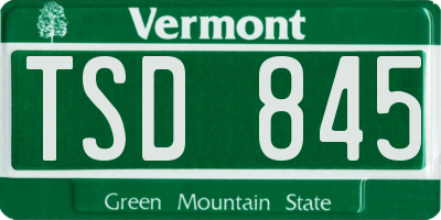 VT license plate TSD845