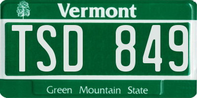 VT license plate TSD849