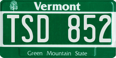 VT license plate TSD852