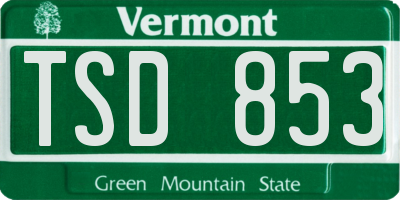 VT license plate TSD853