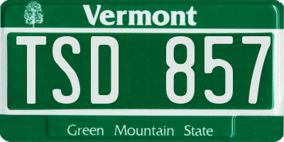 VT license plate TSD857